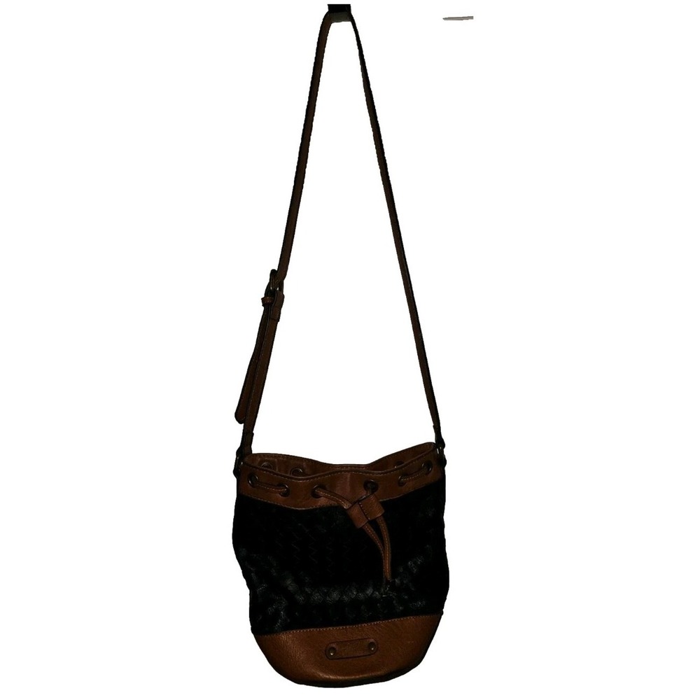 Simply Noelle Women's Crossbody Vegan Faux Leather‎ Basketweave Bucket Bag